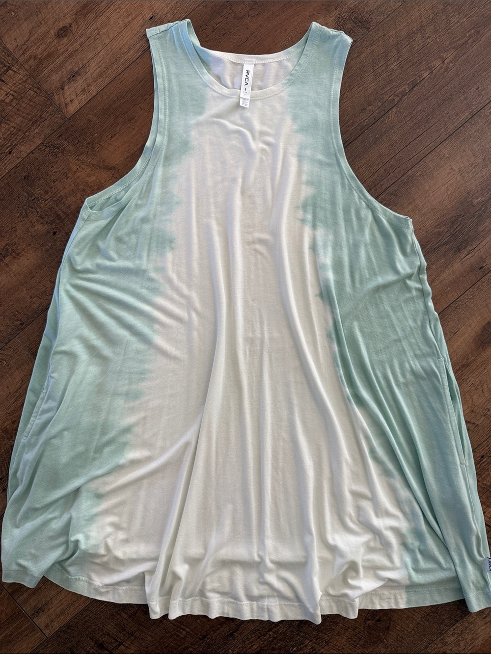 RVCA Women's Mint Green & White Tie-Dye Tank dress